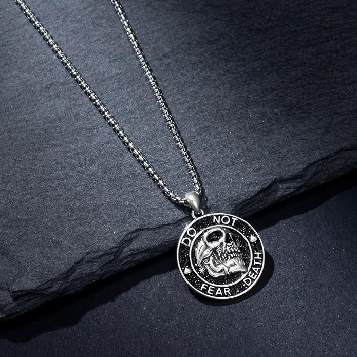 Skull/Skeleton Memento Mori Necklace 925 Sterling Silver Skull/Skeleton Pendant Hourglass Necklace Skull/Skeleton Jewelry for Men Women
