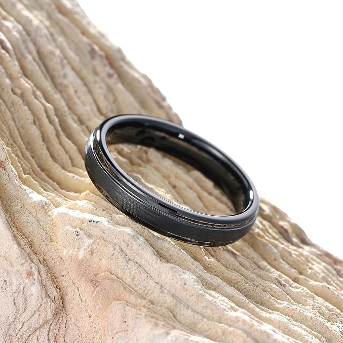 King Will Classic Tungsten Wedding Band for Men, 6/7/8/9/10mm Widths, Polished Finish Step Edge Matte Rings Comfort Fit