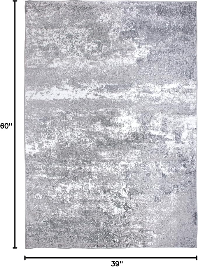 Rugshop Watercolor Distressed Modern Bohemian Area Rug Gray 3'3" x 5'