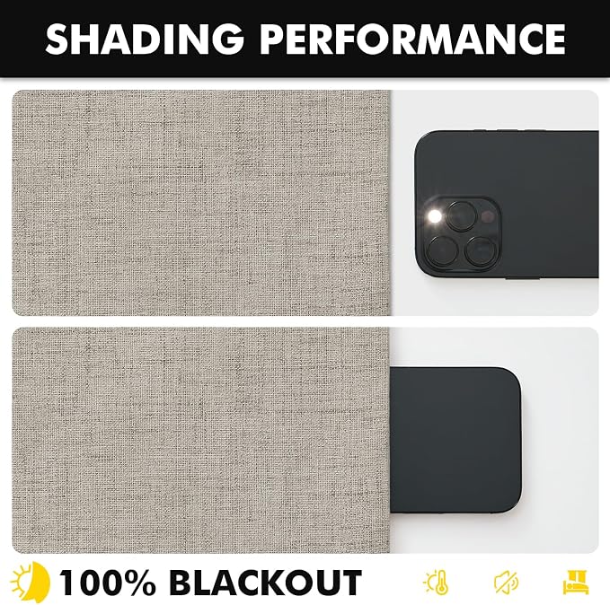 MIULEE 100% Blackout Linen Curtains 42 x 90 Inch Pebble Taupe 2 Panels | Thermal Insulated, Room Darkening Drapes for Bedroom Living Room, Back Tab Rod Pocket Pinch Pleated, Solid Luxury Decor