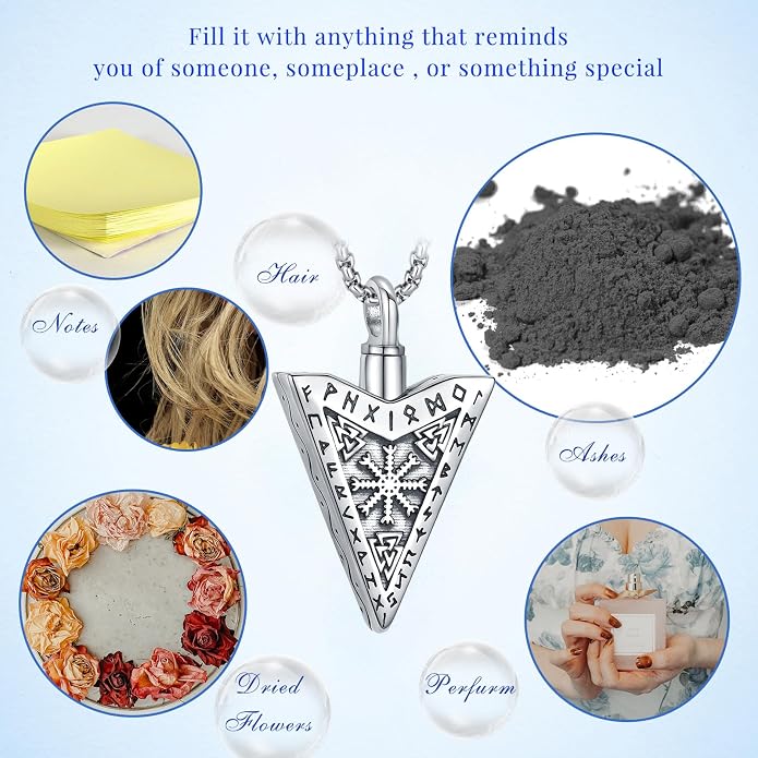 Thors Hammer Necklace/Viking Tree of Life/Valknut/Vegvisir/Triskelion/Sword/Spear Point Arrowhead/Urn Necklace for Ashes/Compass Necklace 925 Sterling Silver Amulet Jewelry for Men Women