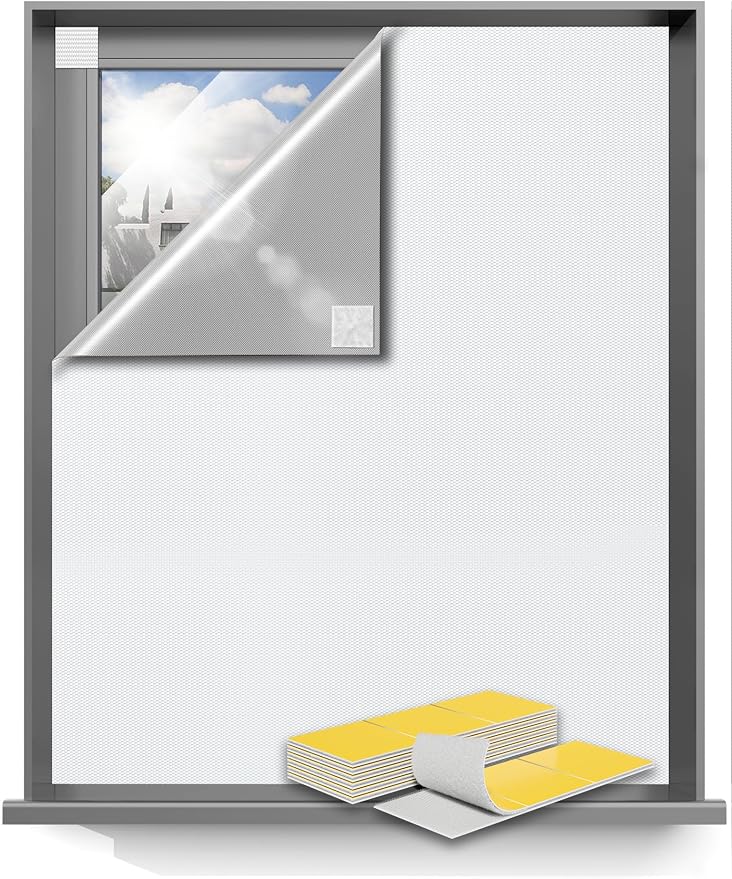 Sumobaby Blackout Curtains for Bedroom 114"x60" Portable No Drill Black Out Window Cover with Heat-Resistant Hook&Loop Tapes,100% Blackout Shades,Thermal Insulated Blinds for Bedroom,Nursery(White)