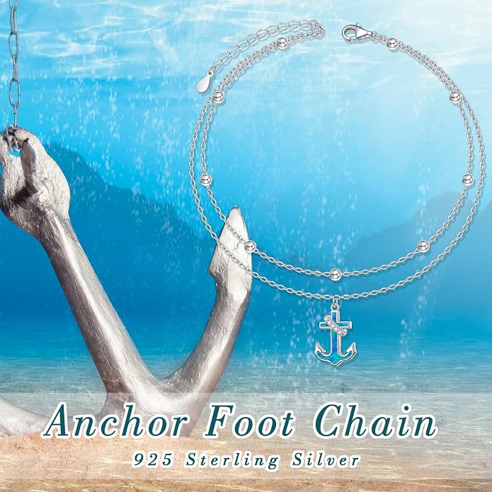 S925 Sterling Silver Ankle Bracelets Butterfly/Evil Eye/Anchor/infinity/Beach Anklet for Women Opal Moonstone Foot Chain Beach Jewelry