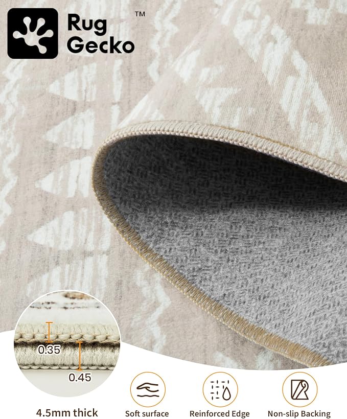 Miukiki 6x9 Area Rug for Living Room Moroccan Washable Rugs Non Slip Indoor Floor Carpet Foldable Large Soft Area Rug for Dining Room Bedroom with Low Pile(Brown,6'x9')