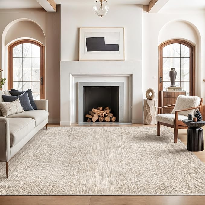 Valenrug Washable Rugs 7x9 - Non Slip 7x9 Area Rugs for Living Room, Stain Resistant Area Rugs for Bedroom, Foldable Machine Washable Area Rug(7'x9', Brown)