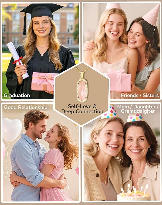 Natural Gemstone New Beginnings Birthday Graduation Gifts 925 Silver Jewelry Plated with 18K Gold Protection Necklace for Women