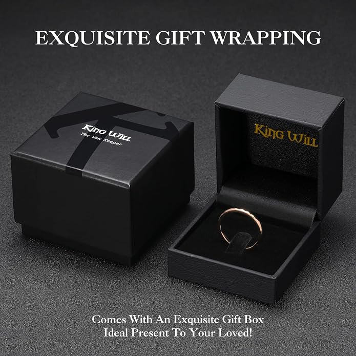 King Will Tungsten Carbide Wedding Ring for Men Women Promise Ring for Couple 2mm/4mm/6mm Black/Silver/Gold/Rose Gold Multi-faceted Shining Luster High Polished Wedding Band Comfort Fit