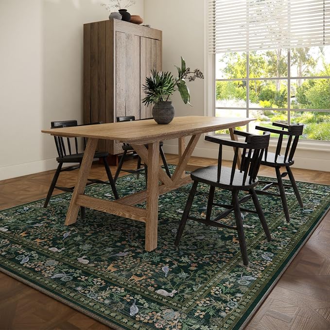 Washable Area Rugs for Living Room: 6x9 Rugs for Bedroom Stain Resistant Non Slip Low Pile Lightweight Soft Carpets for Bedroom Kitchen Dining Room Nursery Kids Room Farmhouse Home Office