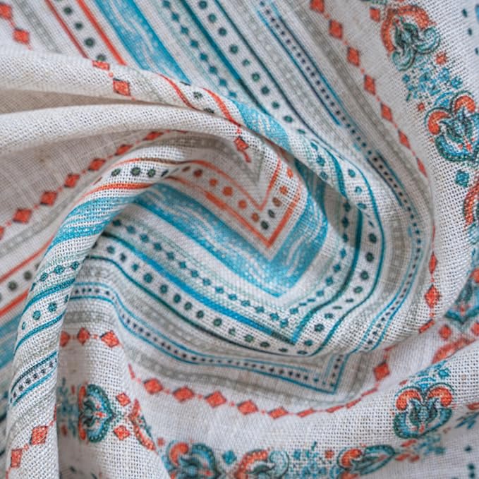 MYSKY HOME Living Room Curtains 72 inch Long 2 Panels Set Boho Semi Sheer Faux Linen Farmhouse Damask Window Drapes for Bedroom Dining Room Patio, 50" x 72", Teal, 2 Panels
