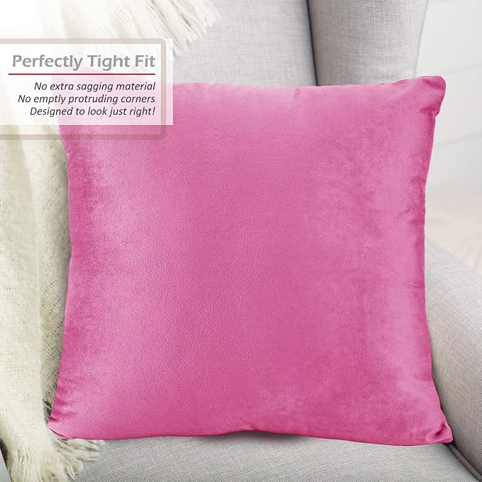 Nestl Throw Pillow Covers, Cozy Velvet Decorative Light Pink Pillow Covers 18 x 18 Inches, Soft Solid Couch Pillow Covers for Sofa, Bed and Car, Set of 2