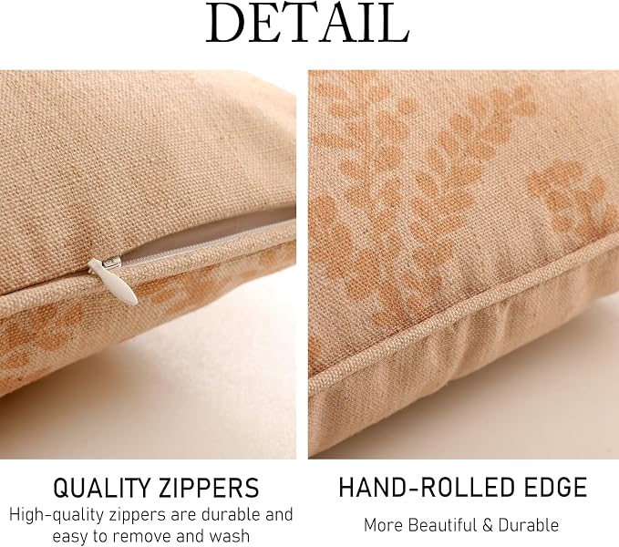 ISAENNE Designer Elegant Linen Throw Pillow Cover,Set of 4-Flora ACBA | French Cottage Pillow Cover,Concealed Zipper,Floral Pattern,Sofas,Bedroom,Living Room,Lounge Chairs,All Season Home Decor