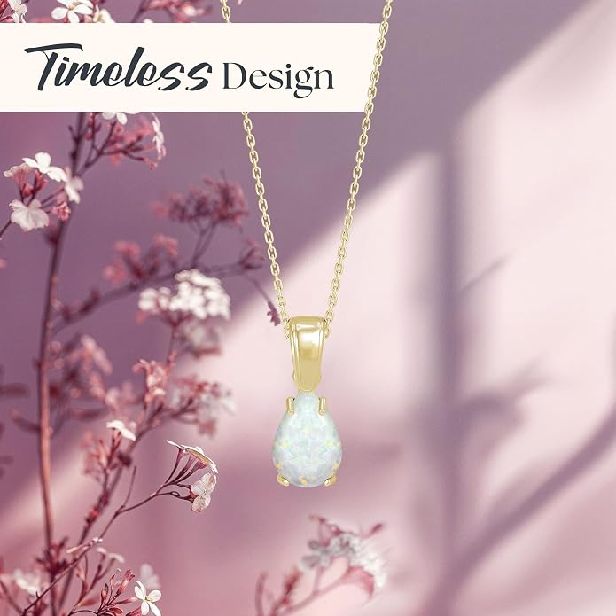 14K Gold Plated Gemstone Necklace for Women - Birthestone Teardrop Necklace - Gold Jewelry for Women - Dainty Gold Necklace - Everyday Necklaces - Gold Necklaces for Women