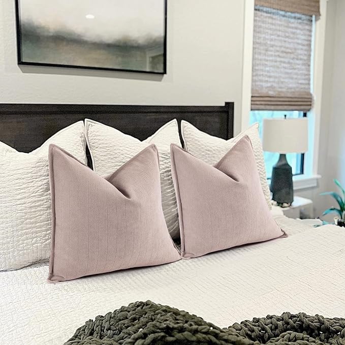 ZWJD Dusty Pink 12x20 Valentine Pillow Covers Set of 2 Chenille Throw Pillow Covers with Elegant Design Soft and Luxurious Decorative Throw Pillows for Couch, Bed, and Home Decor