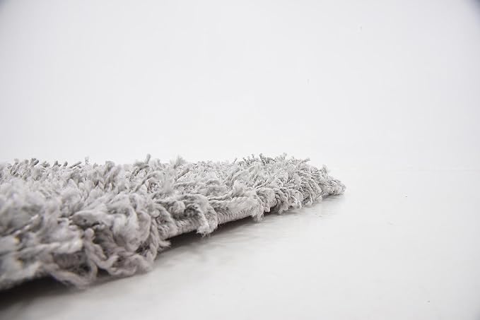 Unique Loom Solid Shag Collection Area Rug (2' x 6' 5" Runner, Cloud Gray) | Modern Solid rug, stain and water resistant, doesn't shed, easy to clean, kid and pet friendly. Ideal for the bathroom.