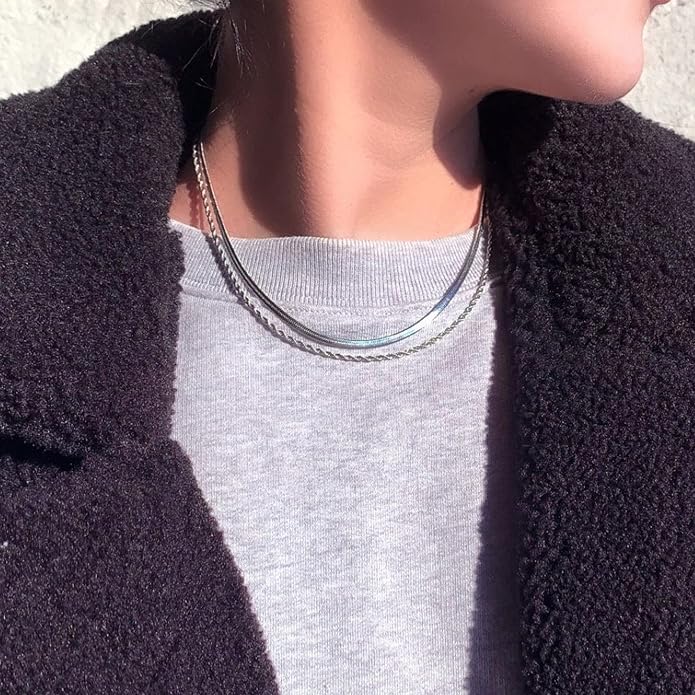 Freekiss Women's Layered Necklace Set - 3 Piece Dainty Gold Jewelry for Everyday Stacking | 14K Gold Plated Snake Chain, Rope Chain, Cuban Chain | Adjustable Length 14-18.5 Inch | Gift Ready