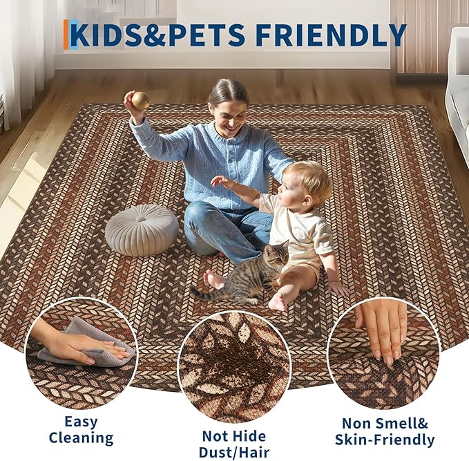GarveeHome Indoor Easy Jute Runner Rug 2x6 Washable Kitchen Runner Rugs | Low Pile Non Slip Throw Runners Carpet Stain Resistant Long Hallway Mat Living Room Bedroom Bedside Area Rugs, Tan