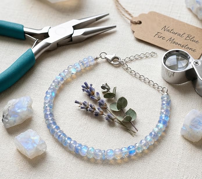 Natural Gemstone Bead Bracelet for Women – Healing Crystal Reiki Bracelet, Handmade Spiritual Protection Jewelry, Energy Stone Stretch Bracelet Gift for Women & Girls
