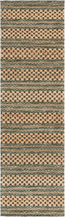 Martha Stewart X SAFAVIEH Collection Runner Rug - 2'3" x 8', Natural & Green, Handmade Wool & Jute, Ideal for Hallway, Foyer, Bedroom (MSR9528Y)