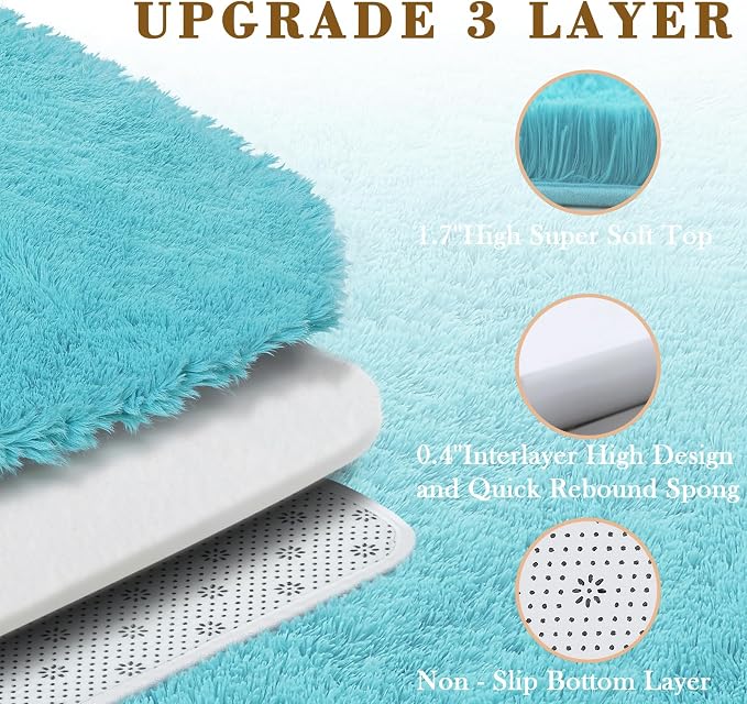 Rugs for Bedroom 4x6, Alfombras para Salas Shag Large Plush Soft Area Rug, Shaggy Carpets for Livingroom, Kids Boys Girls Home Decor Aesthetic(Teal Blue, 4 x 6)