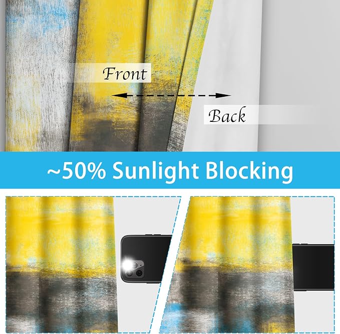 Asuexpect Abstract Curtains 2 Panels Abstract Rust Curtain Room Darkening Grommet Window Treatments Modern Decorative for Bedroom Living Room, 52x96 Inches, Blue Yellow