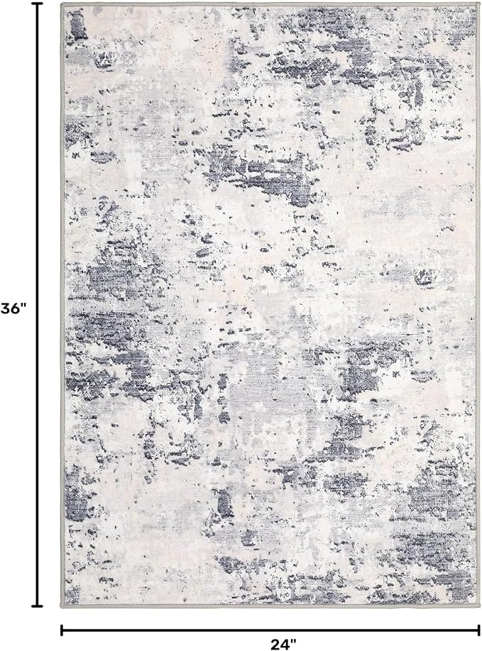 ROYHOME Modern Abstract 2x3 Area Rug Non Slip Non Shedding Low Pile Stain Resistant Rug for Entryway Kitchen Bedroom,Grey Taupe
