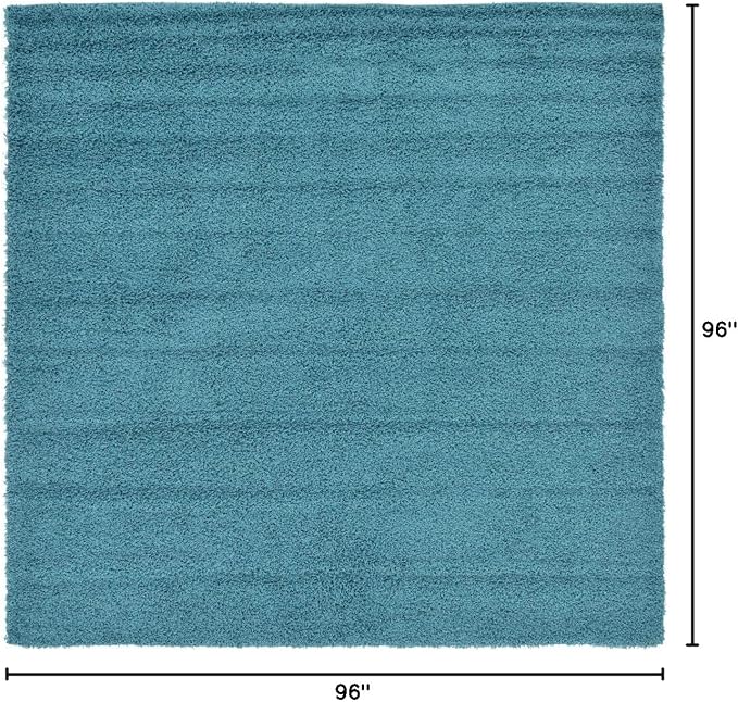 Unique Loom Solid Shag Collection Area Rug (8' Square, Deep Aqua Blue)