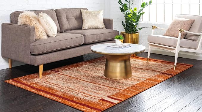 Unique Loom Autumn Collection Modern Contemporary Casual Abstract Area Rug (Beige/ Terracotta Rustic, 5 x 8 ft Rectangular)