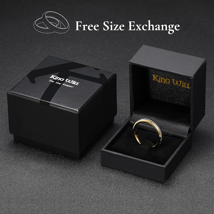 King Will Tungsten Rings for Men Meteorite Carbon Fiber Wood Inlay Mens Wedding Engagement Band Domed Polished