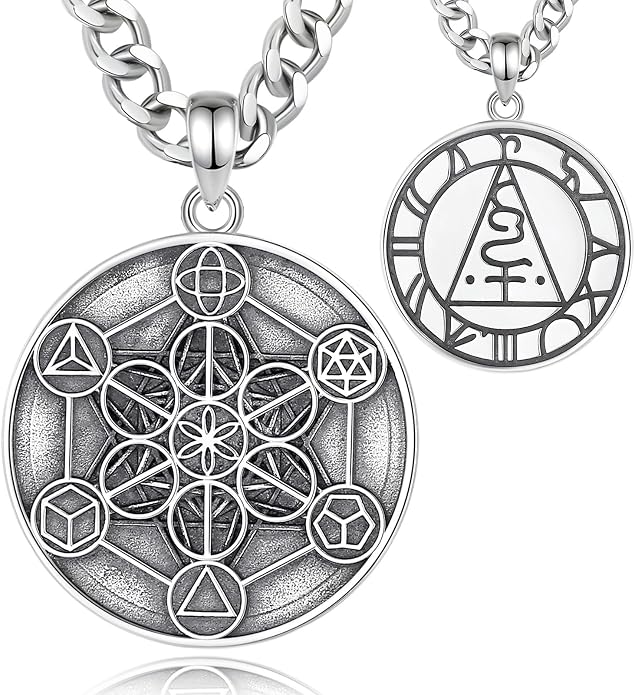 AEONSLOVE Tetragrammaton De Plata 925 Sterling Silver Tetragrammaton Necklace/Metatron Cube Pendant Amuleto De Proteccion Gifts for Women Men