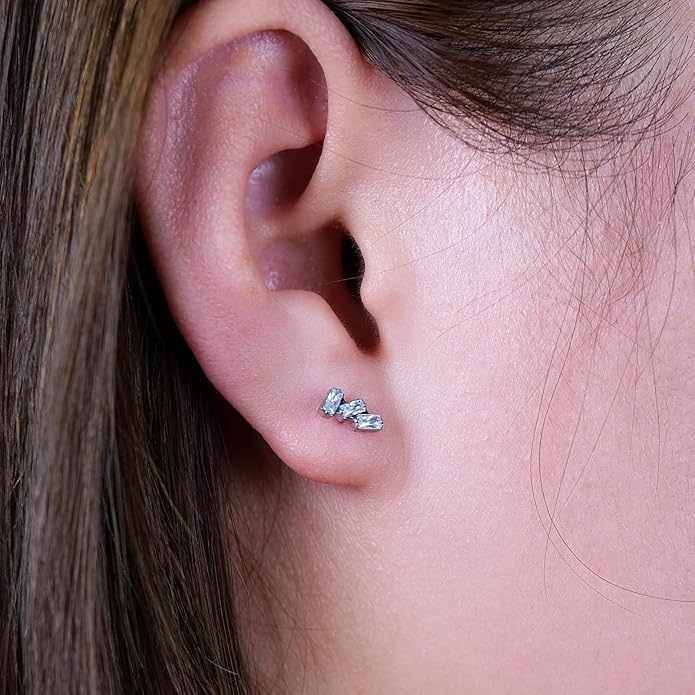 Limerencia 2Pcs 18g Titanium Internally Threaded Tragus Piercing Jewelry Nose Studs Flat Back Earrings Labret, Lip, Helix, Cartilage, Conch, Medusa Piercing for Women Men Sensitive Ears