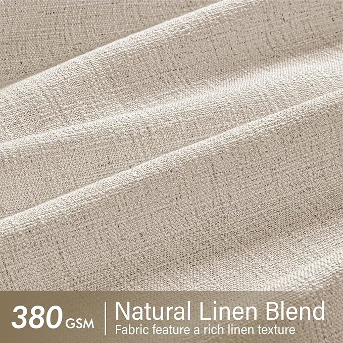 MIULEE Pinch Pleated Thick Linen Curtains 90 Inches Long 2 Panels for Living Room Bedroom, Linen Textured Memory Trained Pleat Drapes Back Tab Light Filtering Cream Ivory Window Curtains with Hooks