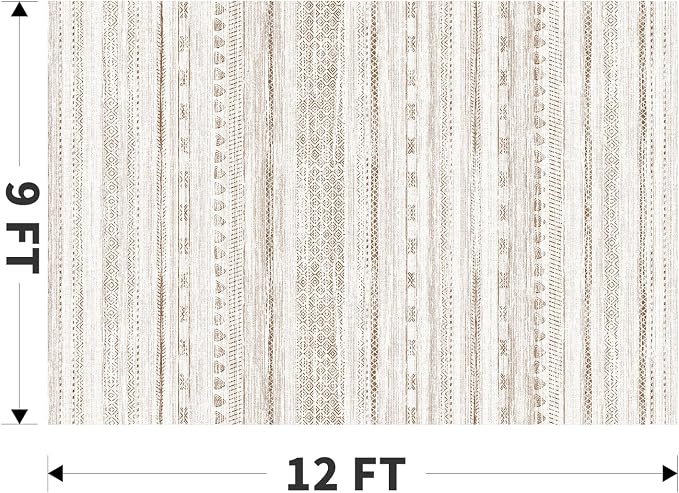 9x12 Area Rugs for Living Room Machine Washable Rug Distressed Indoor Carpet Neutral Moroccan Boho Rug Ultra Soft Area Rug for Bedroom Dining Room Playroom Office
