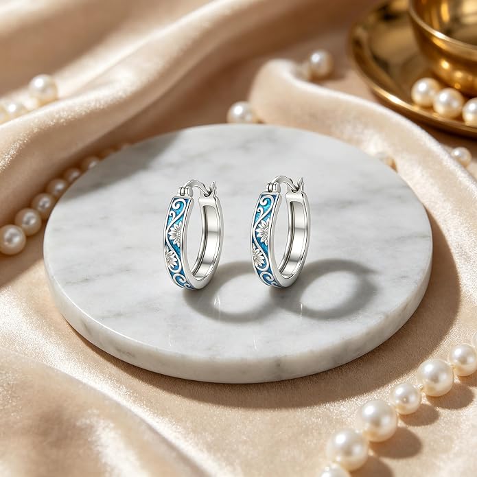 Opal/Turquoise Huggie Earrings 925 Sterling Silver Opal/Turquoise Small Animal Huggie Hoop Earrings Animal Huggies Earring Jewelry Gifts for Women Mom Her