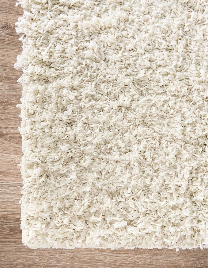 Unique Loom Solid Shag Collection Area Rug (5' 3" x 8' Rectangle Pure Ivory)