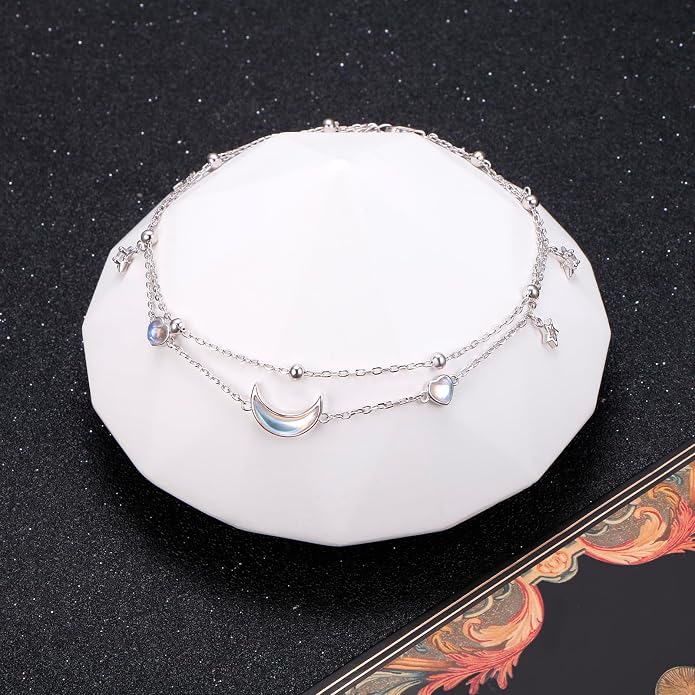 S925 Sterling Silver Ankle Bracelets Butterfly/Evil Eye/Anchor/infinity/Beach Anklet for Women Opal Moonstone Foot Chain Beach Jewelry