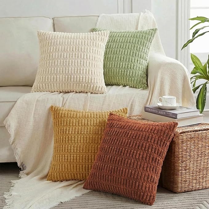 Fancy Homi 4 Packs Decorative Throw Pillow Covers for Living Room Couch Bed, Modern Farmhouse Boho Home Décor Accent Cushion Case, 16" x 16", Fall