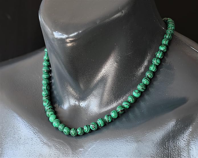 Natural Gemstone Beaded Choker Necklace | 8mm Handmade Adjustable Jewelry for Men & Women | Chakra Balancing Crystal Necklace | Spiritual Gift | Macrame Cord with Extender