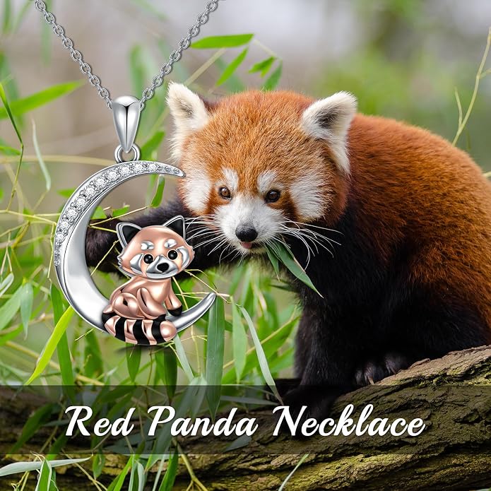 PROESS Animal Birthstone Necklace 925 Sterling Silver Otter/Axolotl/Hippo/Elephant/Dachshund/Monkey/Red Panda Pendant Necklace Animal Birthstone Jewelry Gifts for Women