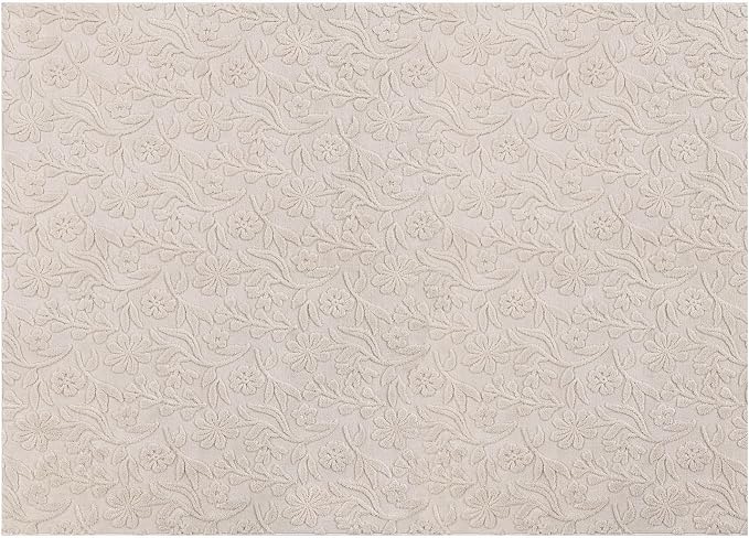 Vaukki 5x7 Area Rug for Living Room, Soft Fluffy Washable Modern Floral Indoor Floor Mat, Non Slip Shaggy Boho Accent Throw Carpet for Bedroom, Living Room, Nursery and Dining Room, Beige
