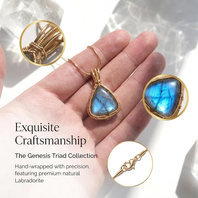 Natural Faceted Labradorite Pendant Necklace – Unique Stone of Magic & Transformation, Iridescent Flash Gemstone Jewelry, Handmade Healing Crystal Gift for Women, Birthday, Anniversary, Spiritual Awakening & Intuition