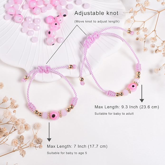 Evil Eye Bracelet For Women Teen Girls Amulet Pink Protection Bracelet Good Luck Adjustable String Bracelet Anklet