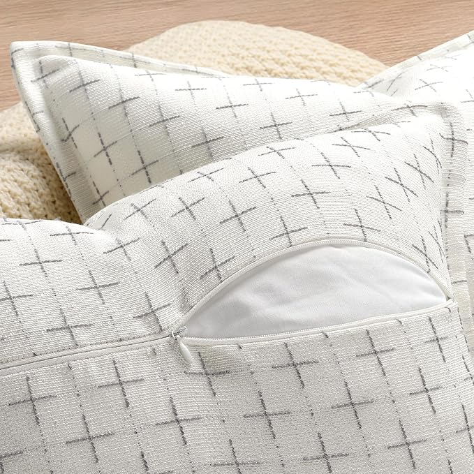 ZWJD Pillow Covers 22x22 Set of 2 Soft Polyester Textured Pillow Covers with Stylish Flange Edge Cozy Farmhouse Throw Pillows for Couch Bed Sofa Living Room