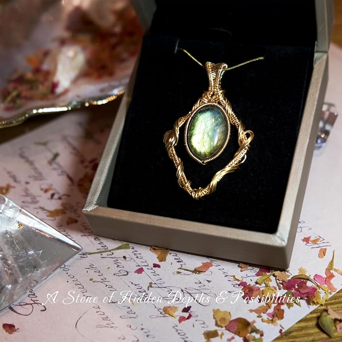 Natural Faceted Labradorite Pendant Necklace – Unique Stone of Magic & Transformation, Iridescent Flash Gemstone Jewelry, Handmade Healing Crystal Gift for Women, Birthday, Anniversary, Spiritual Awakening & Intuition