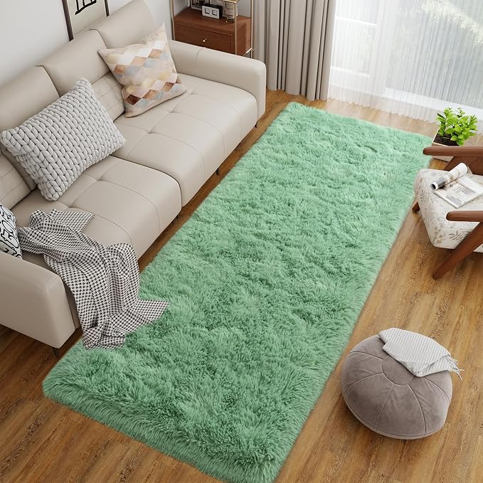 Dssimo Super Soft Runner Rugs for Hallway 2x6 Sage Green Rug, | Soft Fluffy Shag Non-Slip Carpet for Kids,Girls Boys and Teens Decorations for Living Room Dorm Nursery Classroom