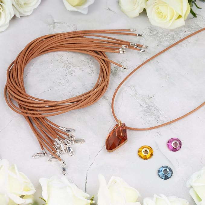 The Beadsmith Greek Leather Necklaces – Natural, 18” in Length, Assembled with Sterling Silver Lobster Clasp, 12-Pack