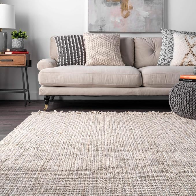 nuLOOM Daniela Off White Solid Flatweave Area Rug, 10' x 13'