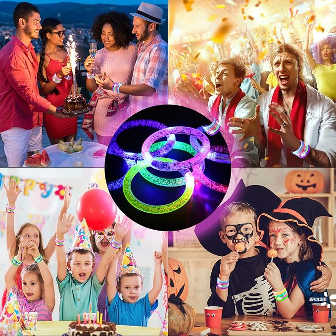 120 PCS Led Glow Sticks Bracelets Glow In the Dark Party Supplies, Light Up Bracelets for Kids Adults, Party Favors for Christmas, Halloween, New Year Party Light Up Toys Gifts (120)