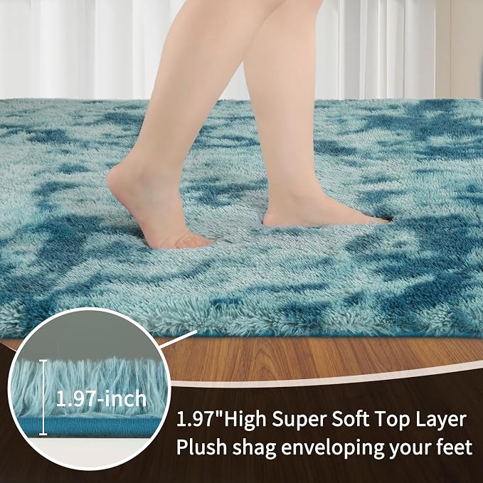 Sour Lemon 8x10 Area Rugs for Bedroom Living Room, Large Fluffy Shag Rug | Shaggy Carpet, Soft Plush Furry Bedside Rugs, Anti Slip, Washable Area Modern Rugs Floor Mat for Kids Girls Boys Living Room