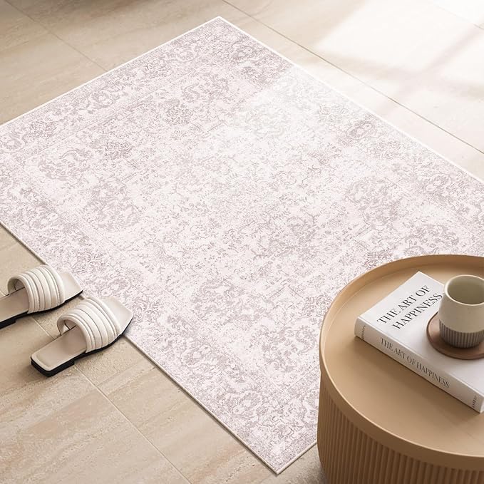 Rugxara 2x3 Door Mat Indoor Entrance, Washable Non Slip Kitchen Bathroom Rugs, Ultra-Thin Throw Small Rug for Front Door/Indoor Entrances, Pink