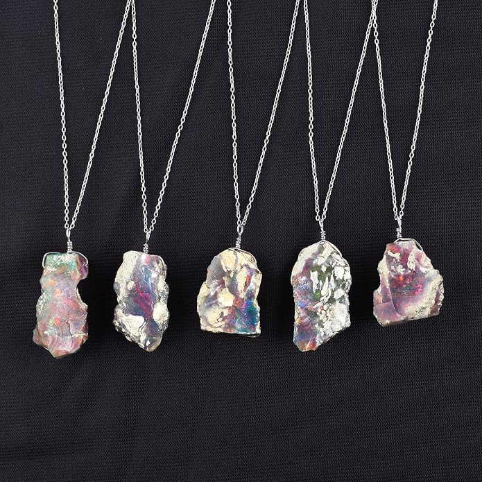 Natural Gemstone Pendant Necklace for Women Handmade Birthstone Healing Crystal Jewelry Chain 20" Stone Birthday Christmas Wedding Gifts for Her